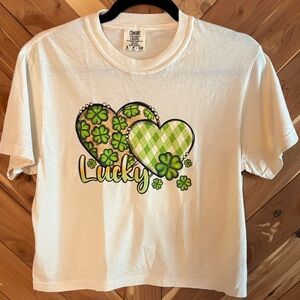 Comfort Colors Crop Top - White and Green